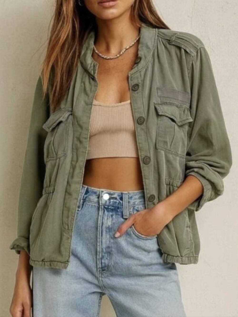 Rails Sahara Military-Inspired Lightweight Utility Jacket Cinch Waist - Size S